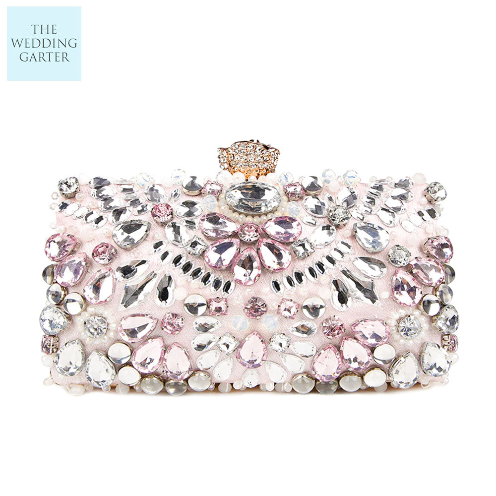 pale pink bridal clutch