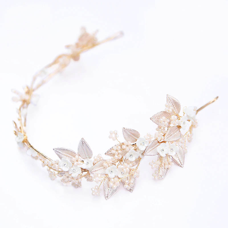 Beautiful Floral Pale Pink & Gold Wedding Headband