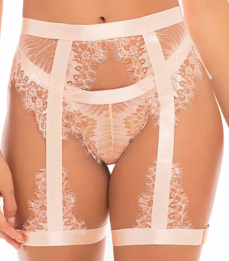 Blush Eyelash Lace 3 Piece Bridal Lingerie Set