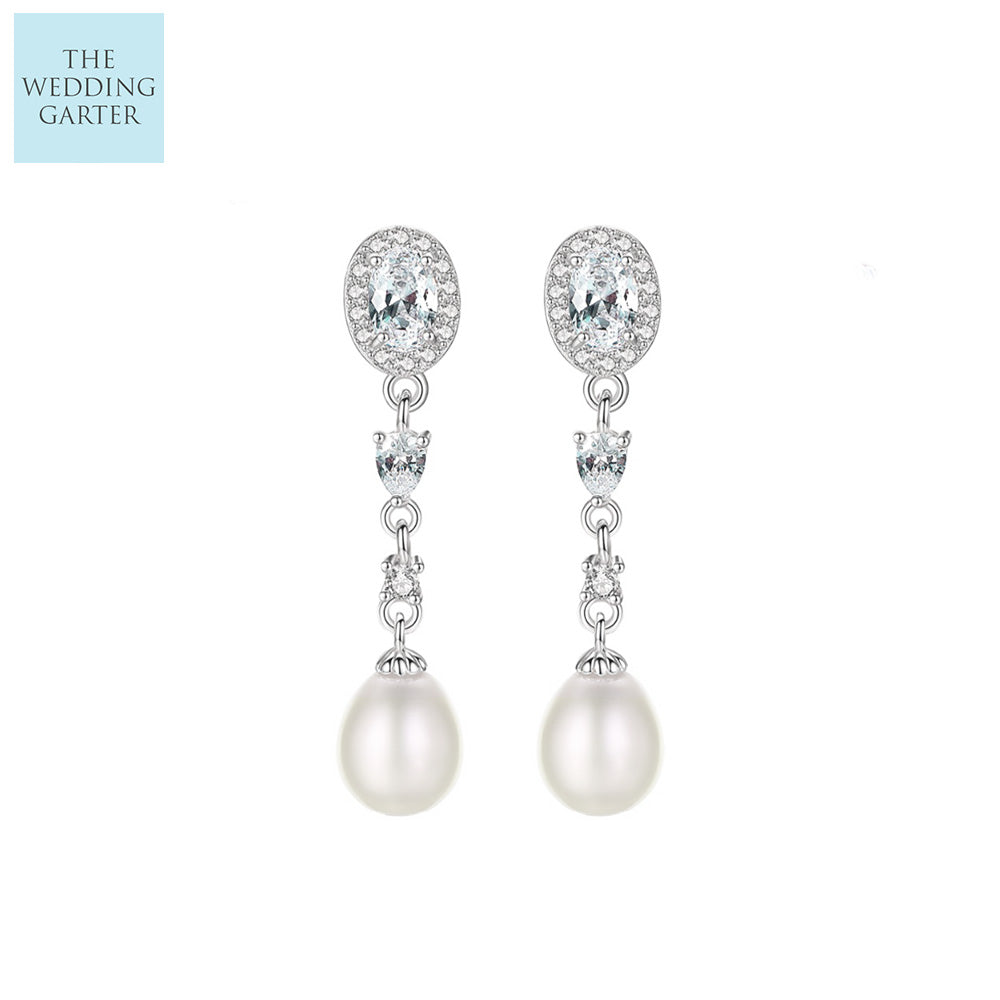 ivory pearl dropper earrings