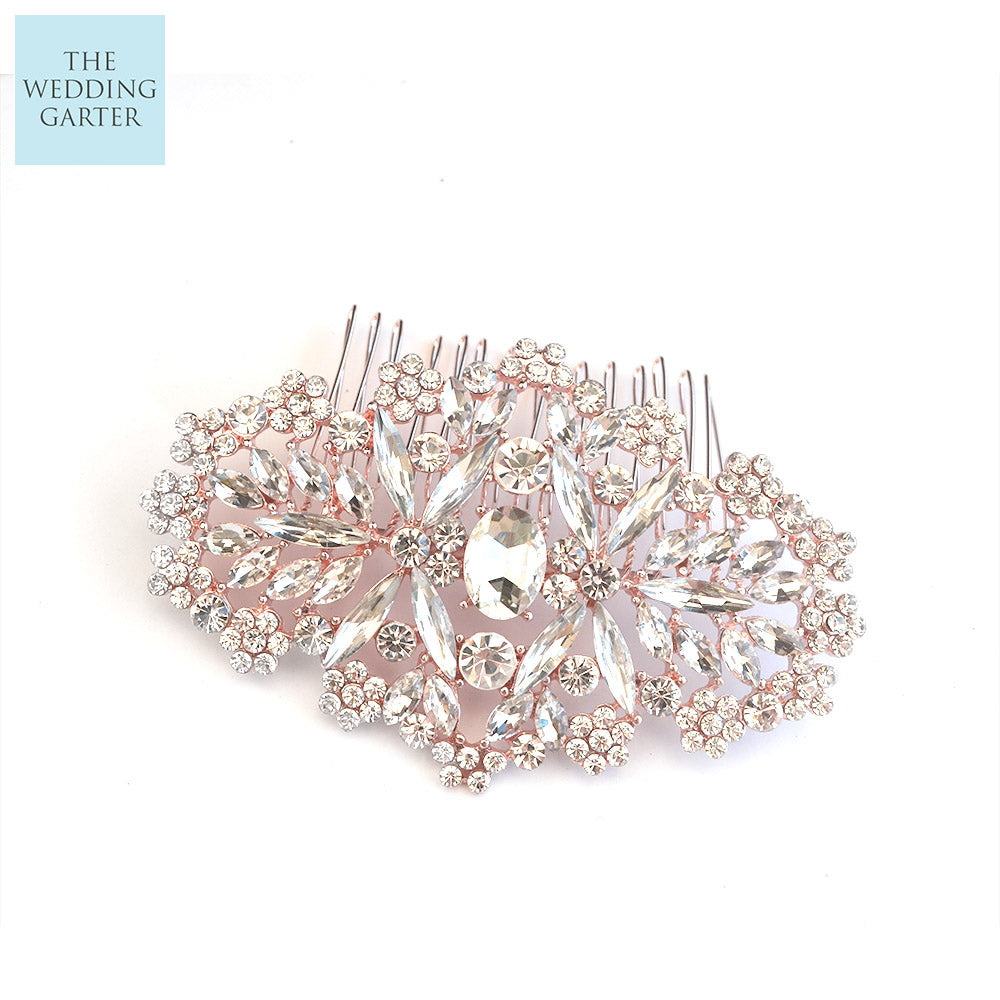 Silver Floral Bridal Hair Accessories Comb