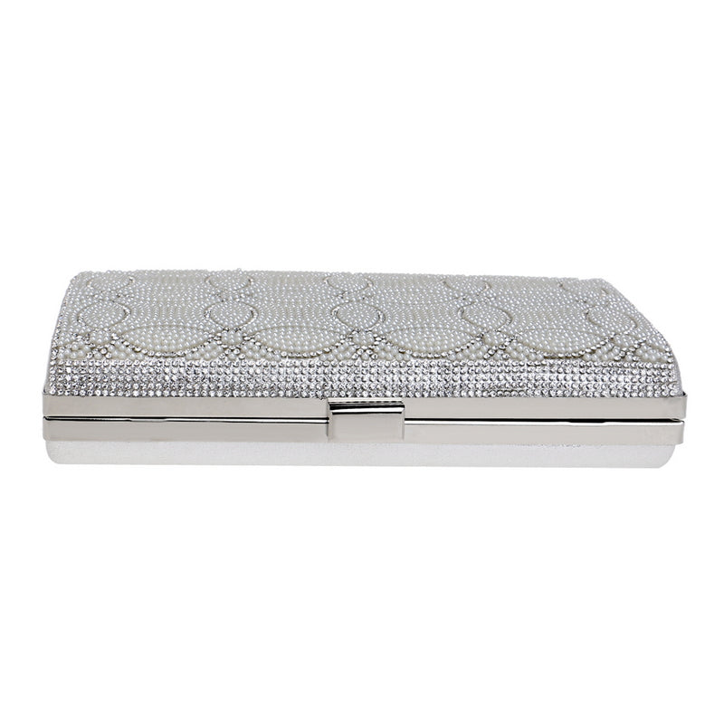 Beaded Pearl & Crystal Gold Evening Bag