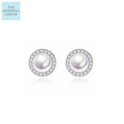Dainty Real Pearl & Sterling Silver Stud Earrings