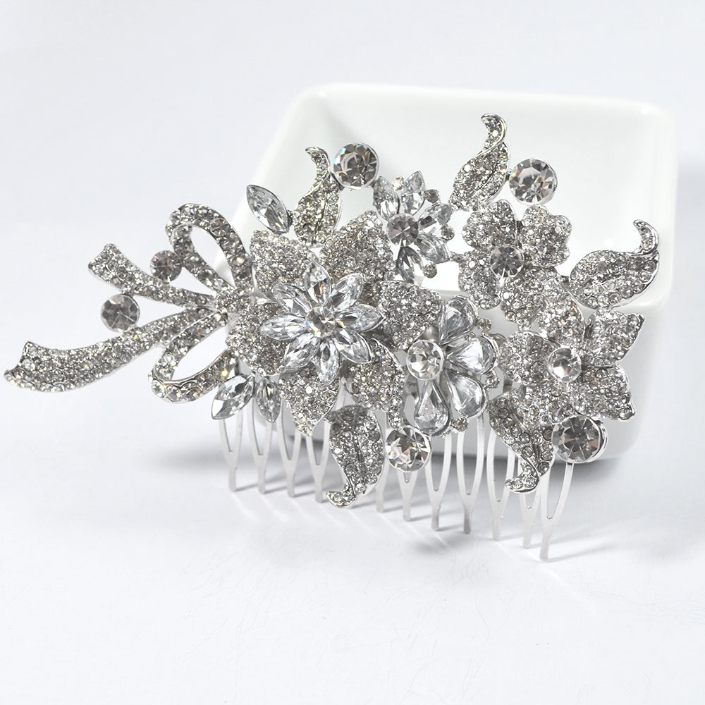 Unique Crystal Floral Vintage Style Bridal Hair Comb