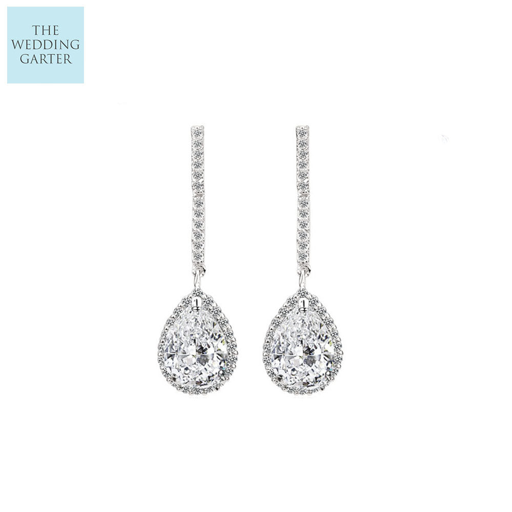 silver crystal drop earrings