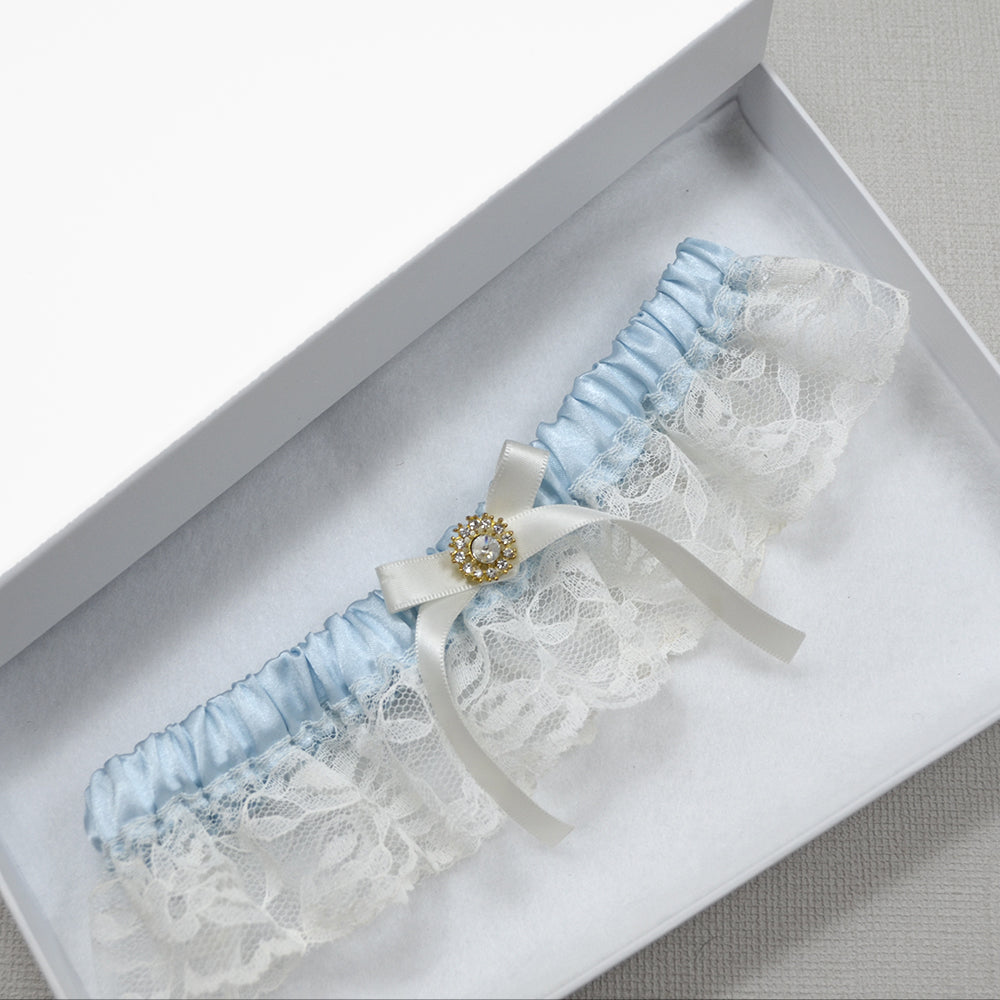 Maddison Blue & Ivory Vintage Bridal Garter Online