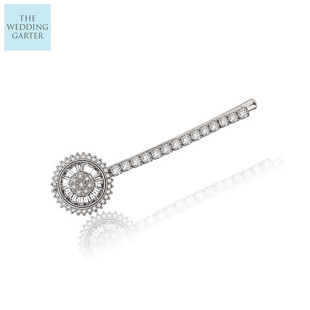 cubic zirconia silver hair pin