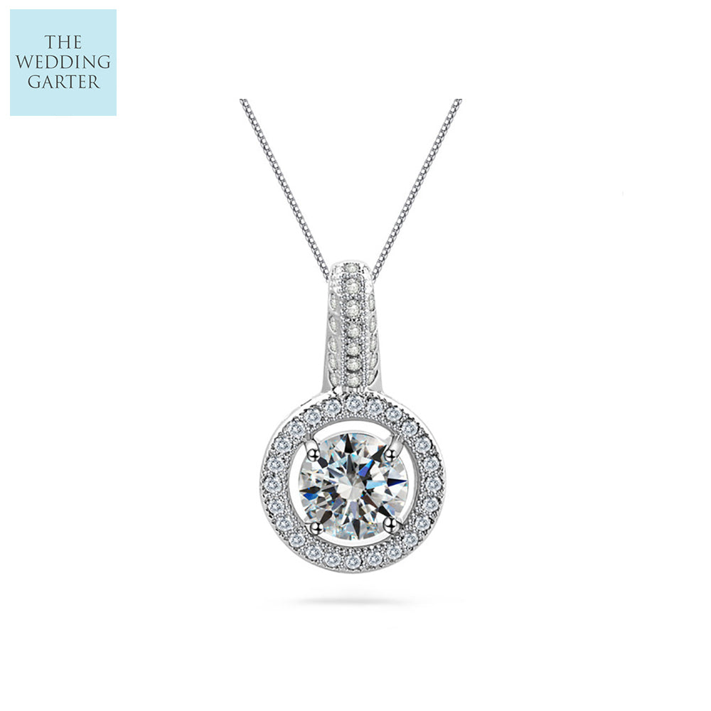 Luxury Cubic Zirconia 925 Sterling Silver Wedding Necklace