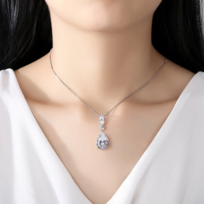 Pear Shape CZ Diamond Pendant Necklace