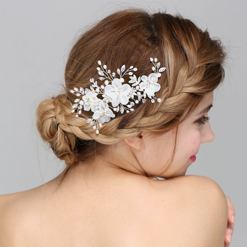 Organza Flower Crystal Wedding Headpiece Clip