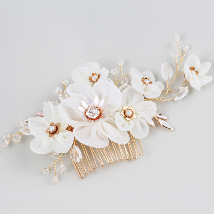 Ivory Organza Floral Wedding Head Piece