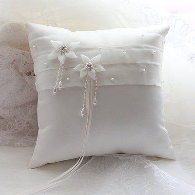 Arabella Satin Floral Ring Pillow Ring Bearer Pillow