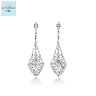 Rose Gold Vintage Style CZ Pave Drop Earrings