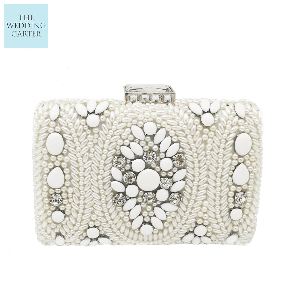 Pearl & Rhinestone Beaded Wedding Clutch